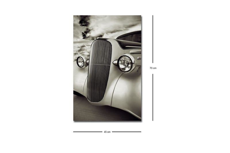 Canvastavla med LED-belysning - Klassisk bil med elegant design - Vit / Svart / Grå - Inredning & dekor - Tavlor & konst - Canvastavla