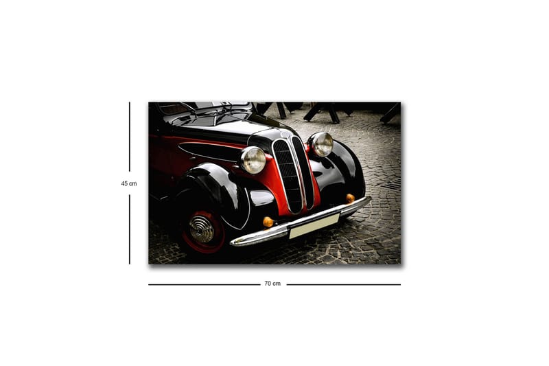 Canvastavla med LED-belysning - Klassisk bil med retrodesign - Svart / Röd / Silver - Inredning & dekor - Tavlor & konst - Canvastavla