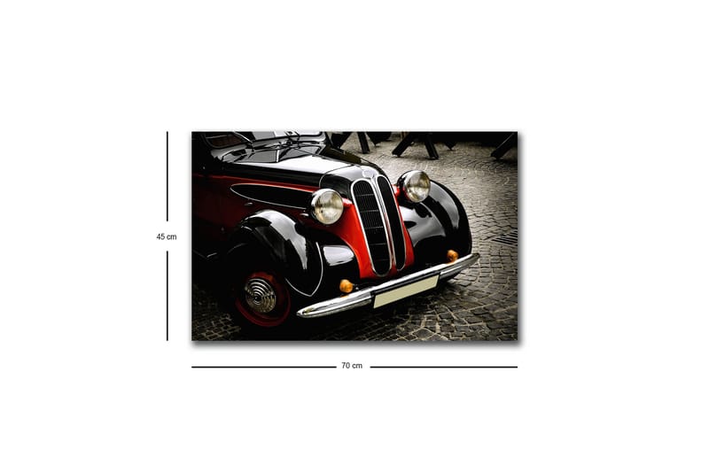 Canvastavla med LED-belysning - Klassisk bil med retrodesign - Svart / Röd / Silver - Inredning & dekor - Tavlor & konst - Canvastavla