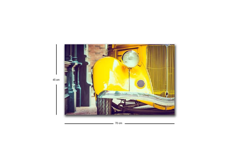 Canvastavla med LED-belysning - Klassisk gul bil med retrodesign - Gul / Svart / Grå - Inredning & dekor - Tavlor & konst - Canvastavla