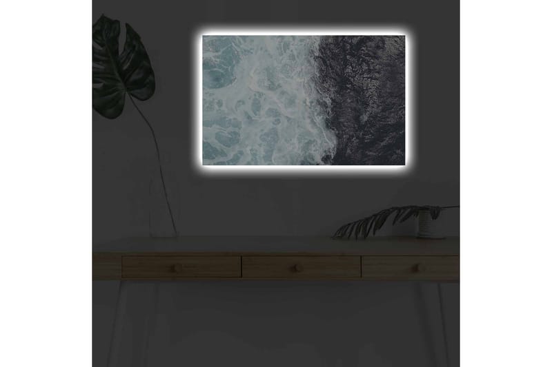 Canvastavla med LED-belysning - Kontrast mellan turkosa vågor och djup svart havsyta - Turkos / Svart - Inredning & dekor - Tavlor & konst - Canvastavla