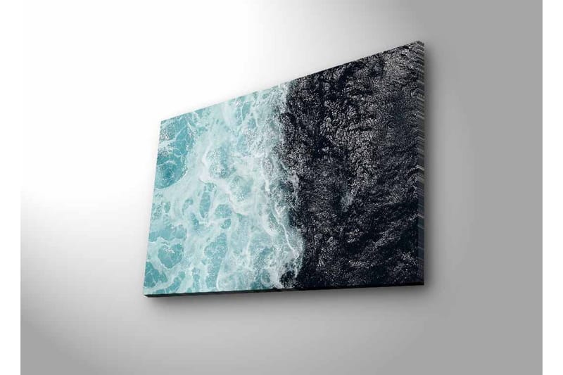 Canvastavla med LED-belysning - Kontrast mellan turkosa vågor och djup svart havsyta - Turkos / Svart - Inredning & dekor - Tavlor & konst - Canvastavla