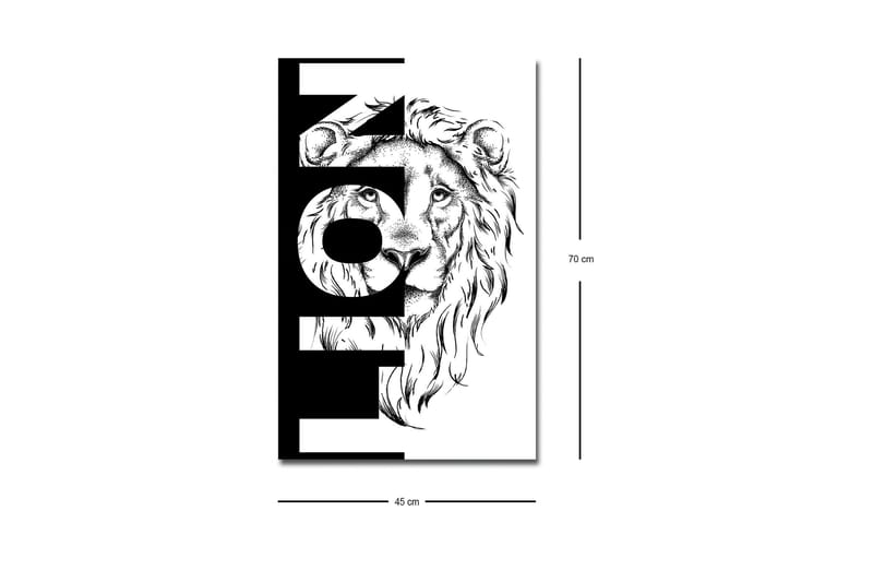 Canvastavla med LED-belysning - Lejonhuvud med grafiska element - Svart / Vitt - Inredning & dekor - Tavlor & konst - Canvastavla