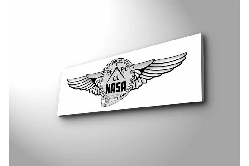 Canvastavla med LED-belysning - Logotyp med vingar och NASA-motiv - Svart / Grå - Inredning & dekor - Tavlor & konst - Canvastavla