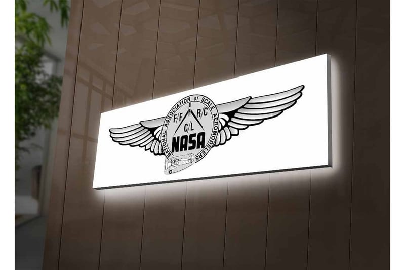 Canvastavla med LED-belysning - Logotyp med vingar och NASA-motiv - Svart / Grå - Inredning & dekor - Tavlor & konst - Canvastavla