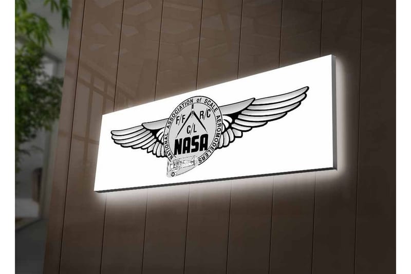 Canvastavla med LED-belysning - Logotyp med vingar och NASA-motiv - Svart / Grå - Inredning & dekor - Tavlor & konst - Canvastavla