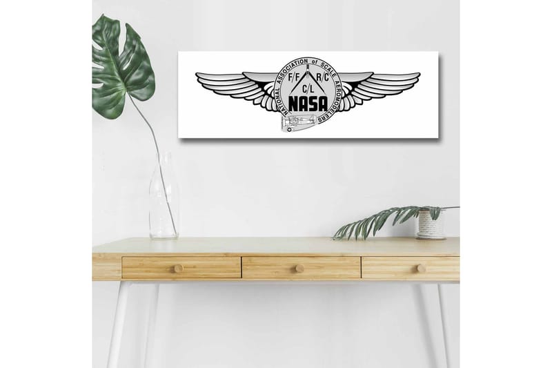 Canvastavla med LED-belysning - Logotyp med vingar och NASA-motiv - Svart / Grå - Inredning & dekor - Tavlor & konst - Canvastavla