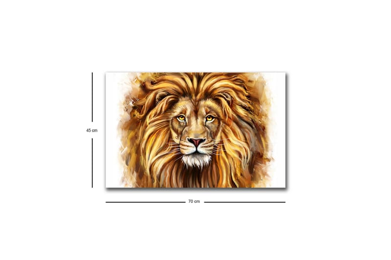 Canvastavla med LED-belysning - Majestätisk lejonhuvud med detaljerad man och uttrycksfulla ögon - Guld / Brun / Beige - Inredning & dekor - Tavlor & konst - Canvastavla
