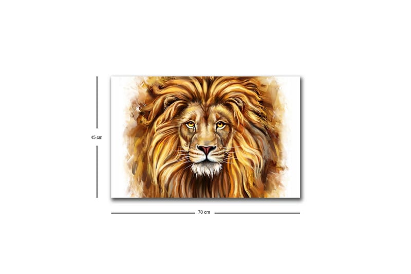 Canvastavla med LED-belysning - Majestätisk lejonhuvud med detaljerad man och uttrycksfulla ögon - Guld / Brun / Beige - Inredning & dekor - Tavlor & konst - Canvastavla