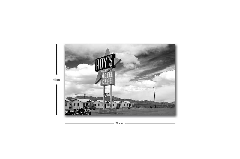 Canvastavla med LED-belysning - Nostalgisk skylt från ett motell i en ökenlandskap - Svart / Vitt / Grått - Inredning & dekor - Tavlor & konst - Canvastavla