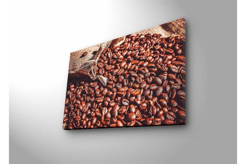 Canvastavla med LED-belysning - Rika kaffebönor i en naturlig miljö - Mörkbrun / Ljusbrun - Inredning & dekor - Tavlor & konst - Canvastavla