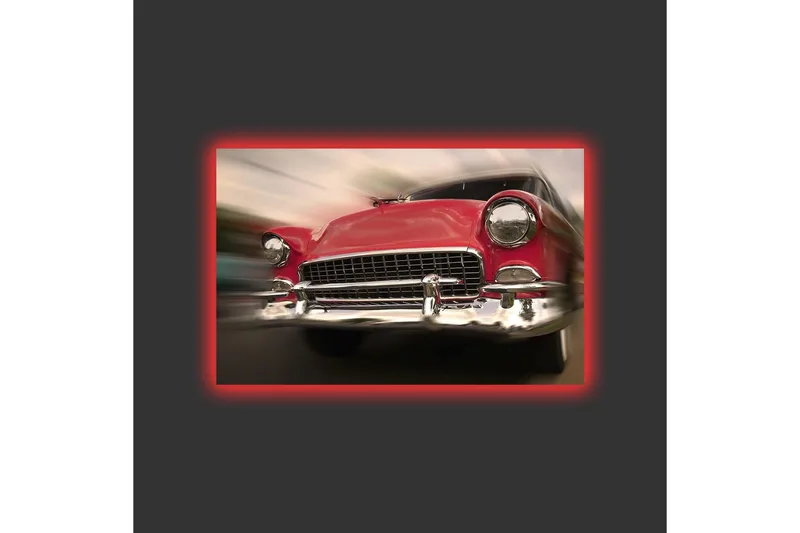 Canvastavla med LED-belysning - Röd klassisk bil i rörelse - Röd / Silver - Inredning & dekor - Tavlor & konst - Canvastavla