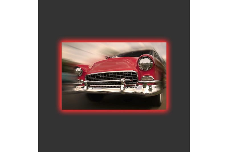 Canvastavla med LED-belysning - Röd klassisk bil i rörelse - Röd / Silver - Inredning & dekor - Tavlor & konst - Canvastavla