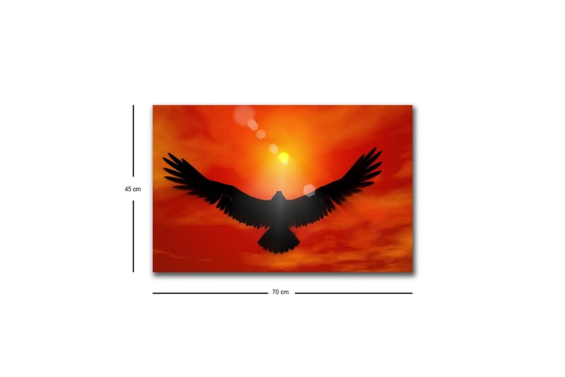 Canvastavla med LED-belysning - Silhuett av en örn som flyger mot en solnedgång i starka färger - Röd / Svart / Orange - Inredning & dekor - Tavlor & konst - Canvastavla