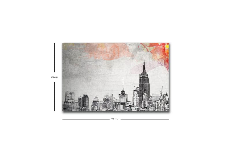 Canvastavla med LED-belysning - Silhuett av en stad med ikoniska byggnader i svartvitt - Svart / Grå / Ljusrosa - Inredning & dekor - Tavlor & konst - Canvastavla