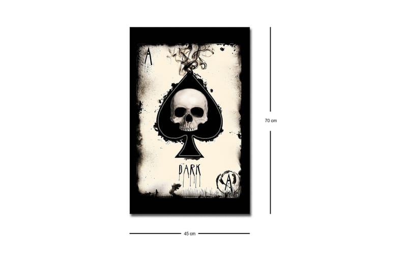 Canvastavla med LED-belysning - Skalle i spaderform med mörka inslag - Svart / Vit / Grå - Inredning & dekor - Tavlor & konst - Canvastavla