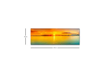 Canvastavla med LED-belysning - Solnedgång över stilla vatten - Orange / Blå / Guld - Inredning & dekor - Tavlor & konst - Canvastavla