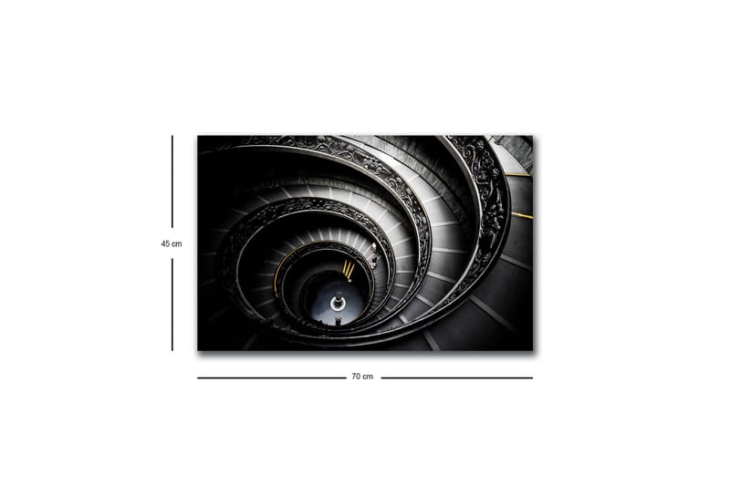 Canvastavla med LED-belysning - Spiralerande trappa med eleganta detaljer - Svart / Grå / Gul - Inredning & dekor - Tavlor & konst - Canvastavla