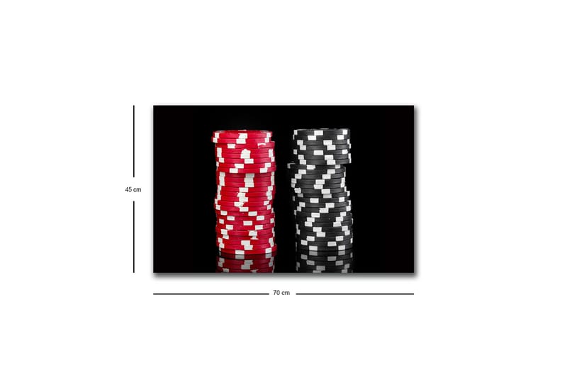 Canvastavla med LED-belysning - Staplar av pokerchips i röd och svart färg - Röd / Svart - Inredning & dekor - Tavlor & konst - Canvastavla