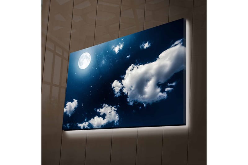 Canvastavla med LED-belysning - Ståtlig rosa träd i en färgglad äng - nan - Inredning & dekor - Tavlor & konst - Canvastavla