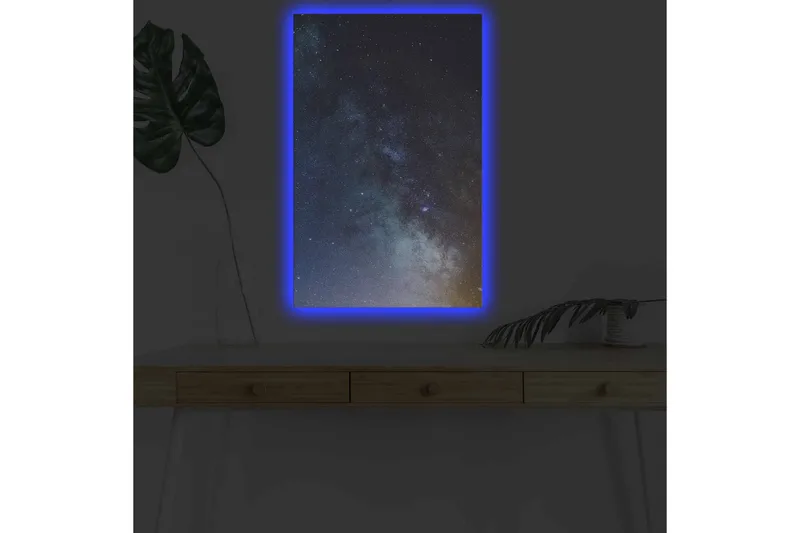 Canvastavla med LED-belysning - Stjärnfull natthimmel med galaxer och stjärnor - Mörkblå / Svart / Ljusblå - Inredning & dekor - Tavlor & konst - Canvastavla