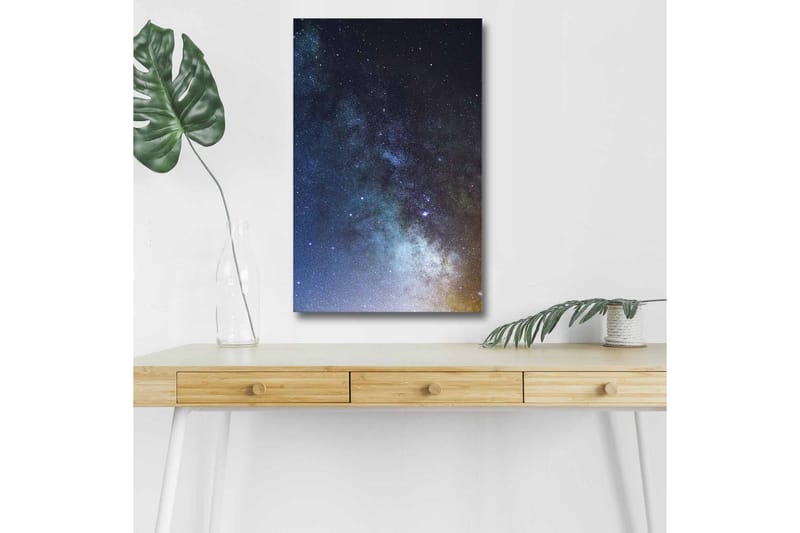 Canvastavla med LED-belysning - Stjärnfull natthimmel med galaxer och stjärnor - Mörkblå / Svart / Ljusblå - Inredning & dekor - Tavlor & konst - Canvastavla