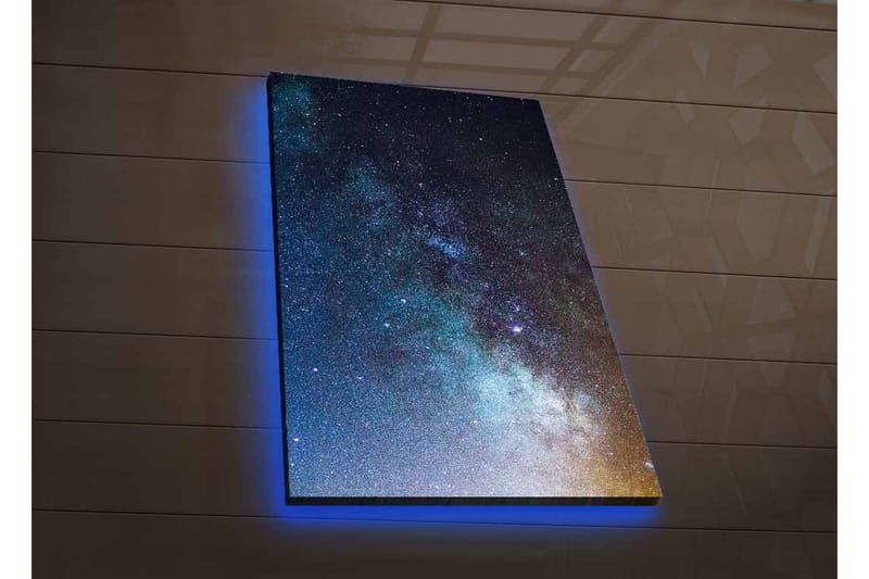Canvastavla med LED-belysning - Stjärnfull natthimmel med galaxer och stjärnor - Mörkblå / Svart / Ljusblå - Inredning & dekor - Tavlor & konst - Canvastavla