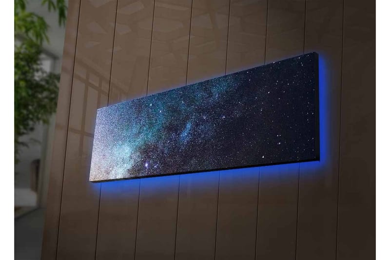 Canvastavla med LED-belysning - Stjärnhimmel med galaxer och stjärnor - Mörkblå / Svart / Ljusblå - Inredning & dekor - Tavlor & konst - Canvastavla
