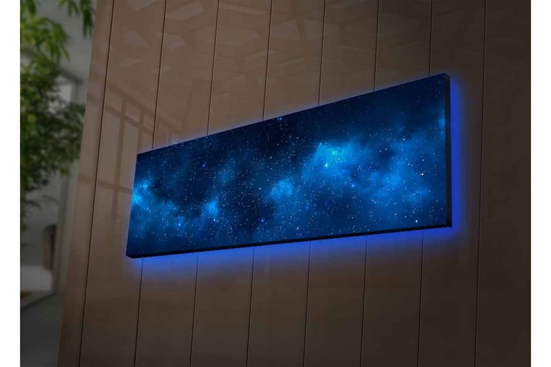 Canvastavla med LED-belysning - Stjärnspäckad natthimmel med mjuka molnformationer - Mörkblå / Ljusblå / Svart - Inredning & dekor - Tavlor & konst - Canvastavla