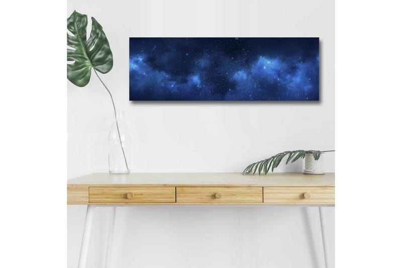 Canvastavla med LED-belysning - Stjärnspäckad natthimmel med mjuka molnformationer - Mörkblå / Ljusblå / Svart - Inredning & dekor - Tavlor & konst - Canvastavla