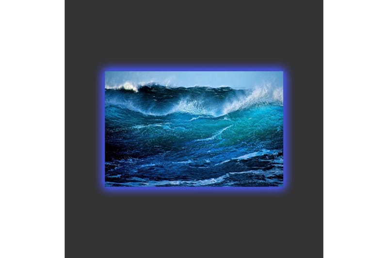 Canvastavla med LED-belysning - Storslagen havsvåg i rörelse - Turkos / Mörkblå / Vit - Inredning & dekor - Tavlor & konst - Canvastavla