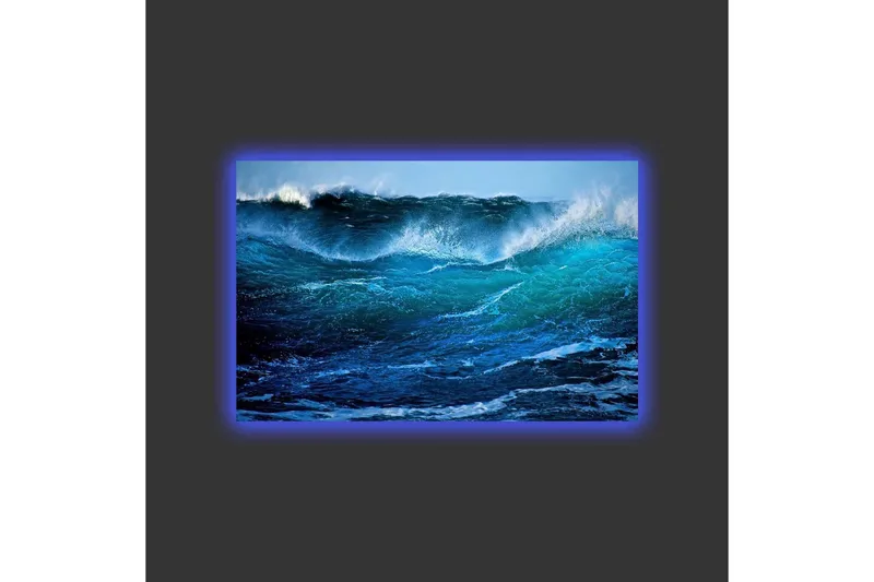 Canvastavla med LED-belysning - Storslagen havsvåg i rörelse - Turkos / Mörkblå / Vit - Inredning & dekor - Tavlor & konst - Canvastavla
