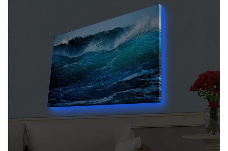 Canvastavla med LED-belysning - Storslagen havsvåg i rörelse - Turkos / Mörkblå / Vit - Inredning & dekor - Tavlor & konst - Canvastavla