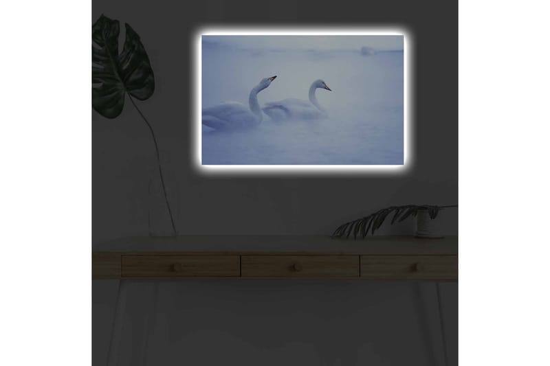 Canvastavla med LED-belysning - Svansar simmande i dimmig vattenmiljö - Ljusblå / Vit - Inredning & dekor - Tavlor & konst - Canvastavla