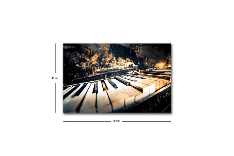 Canvastavla med LED-belysning - Svart piano med vita tangenter i en nostalgisk komposition - Svart / Vit / Brunt - Inredning & dekor - Tavlor & konst - Canvastavla