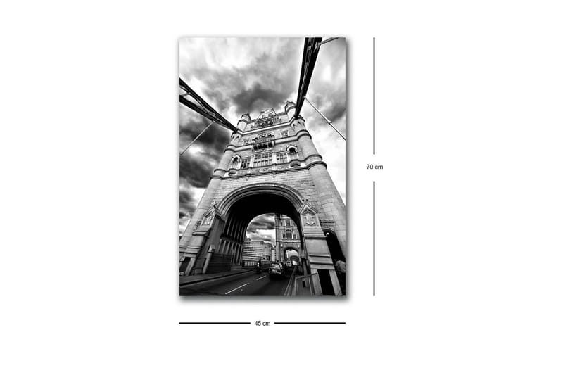 Canvastavla med LED-belysning - Svartvit bild av Tower Bridge i London med dramatiska moln - Svart / Vitt / Grått - Inredning & dekor - Tavlor & konst - Canvastavla