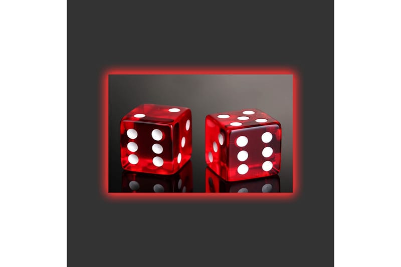 Canvastavla med LED-belysning - Tärningar i klart röd färg med vita prickar - Röd / Vit - Inredning & dekor - Tavlor & konst - Canvastavla