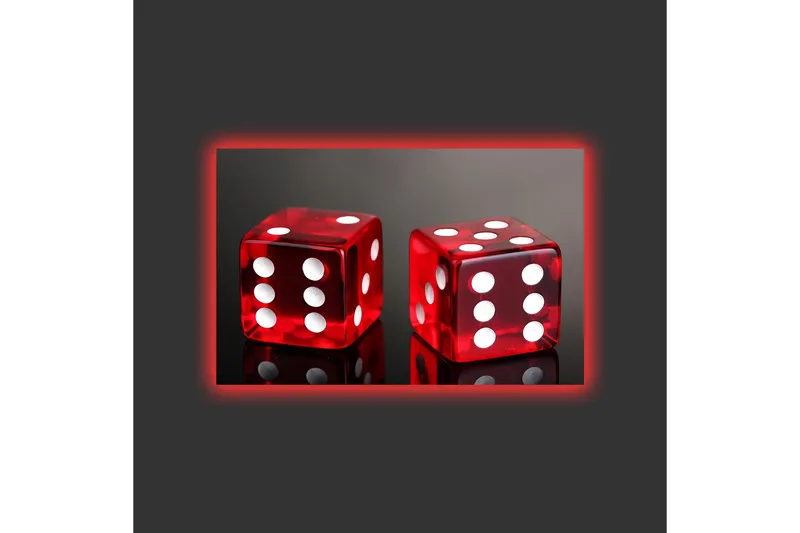 Canvastavla med LED-belysning - Tärningar i klart röd färg med vita prickar - Röd / Vit - Inredning & dekor - Tavlor & konst - Canvastavla