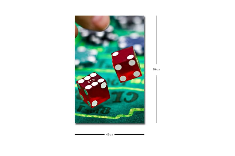 Canvastavla med LED-belysning - Tärningar som kastas på en grön spelplan - Röd / Grön / Svart - Inredning & dekor - Tavlor & konst - Canvastavla