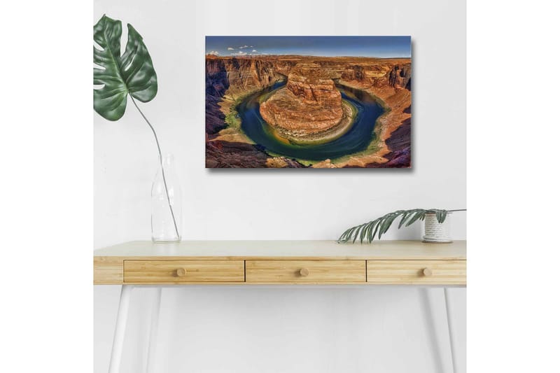 Canvastavla med LED-belysning - Vacker vy av en slingrande flod omgiven av dramatiska klippor - Röd / Grön / Blå - Inredning & dekor - Tavlor & konst - Canvastavla