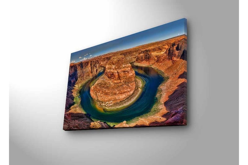 Canvastavla med LED-belysning - Vacker vy av en slingrande flod omgiven av dramatiska klippor - Röd / Grön / Blå - Inredning & dekor - Tavlor & konst - Canvastavla