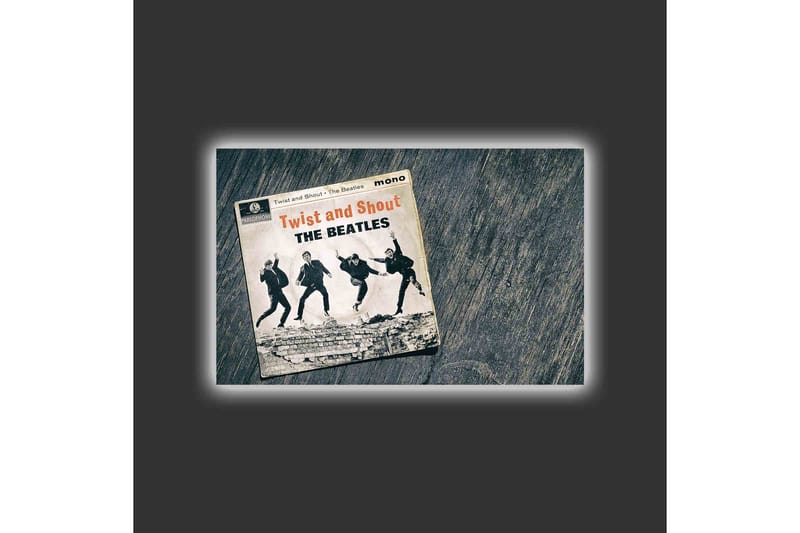 Canvastavla med LED-belysning - Vintage skivomslag med The Beatles i aktion - Svart / Grå / Beige - Inredning & dekor - Tavlor & konst - Canvastavla