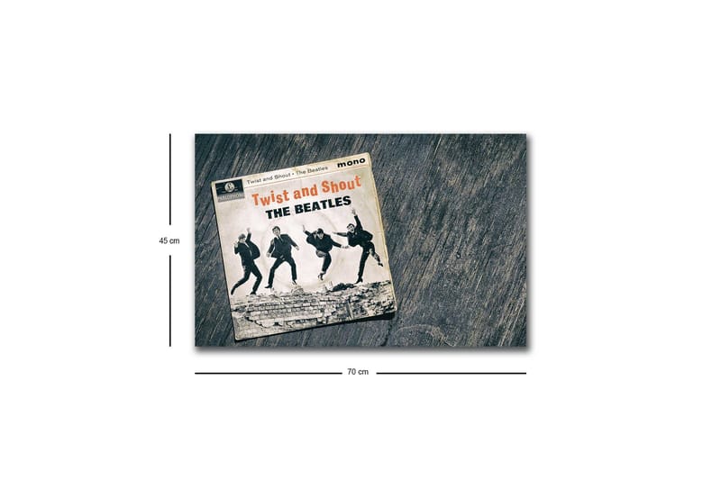 Canvastavla med LED-belysning - Vintage skivomslag med The Beatles i aktion - Svart / Grå / Beige - Inredning & dekor - Tavlor & konst - Canvastavla