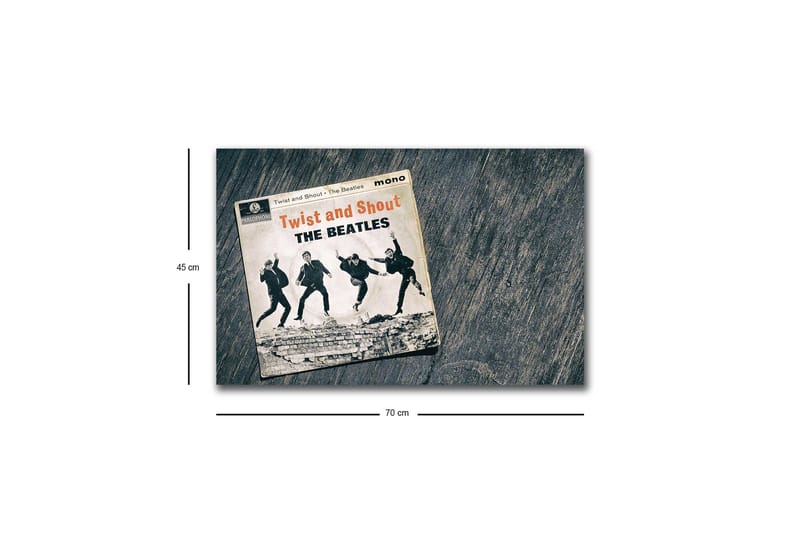 Canvastavla med LED-belysning - Vintage skivomslag med The Beatles i aktion - Svart / Grå / Beige - Inredning & dekor - Tavlor & konst - Canvastavla