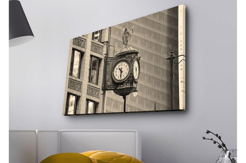 Canvastavla med LED-belysning - Vintage väggklocka med detaljerad design - Svart / Grå / Vit - Inredning & dekor - Tavlor & konst - Canvastavla
