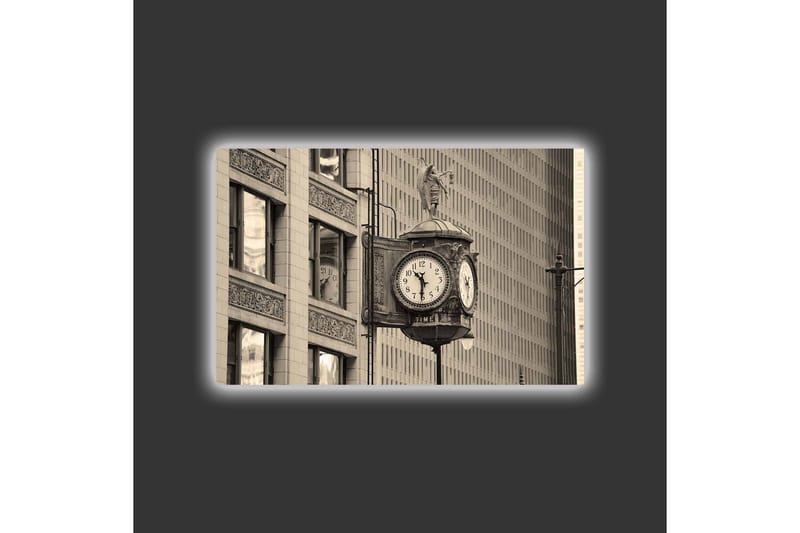 Canvastavla med LED-belysning - Vintage väggklocka med detaljerad design - Svart / Grå / Vit - Inredning & dekor - Tavlor & konst - Canvastavla