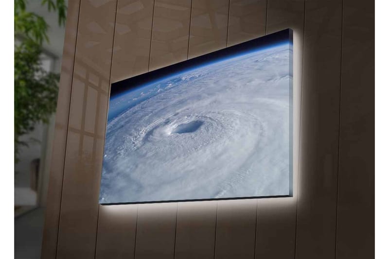 Canvastavla med LED-belysning - Virvlande moln i en tropisk cyklon - Vit / Blå / Grå - Inredning & dekor - Tavlor & konst - Canvastavla