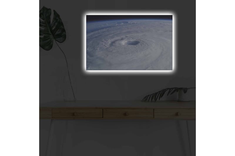 Canvastavla med LED-belysning - Virvlande moln i en tropisk cyklon - Vit / Blå / Grå - Inredning & dekor - Tavlor & konst - Canvastavla