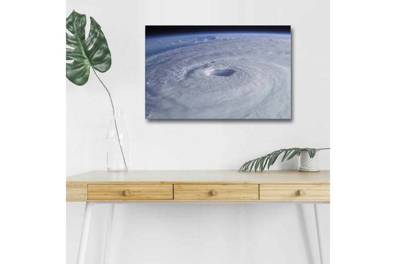 Canvastavla med LED-belysning - Virvlande moln i en tropisk cyklon - Vit / Blå / Grå - Inredning & dekor - Tavlor & konst - Canvastavla