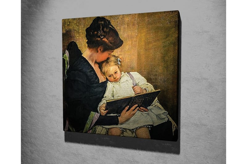 Canvastavla - Moder som läser för sitt barn - Mörkblå / Beige / Vit - Inredning & dekor - Tavlor & konst - Canvastavla